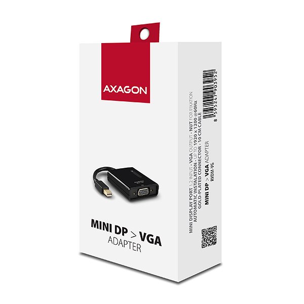 AXAGON RVDM-VG, Mini DisplayPort -> VGA redukce /  adaptér, FullHD, 1920*1200 - obrázek č. 5