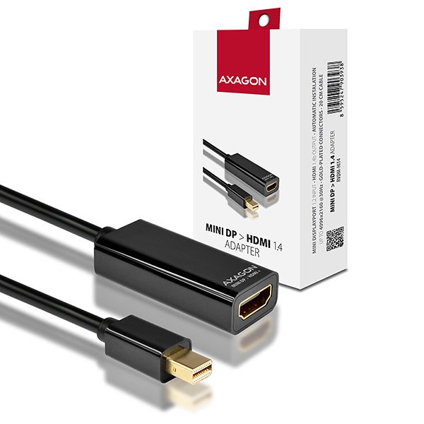 AXAGON RVDM-HI14, Mini DisplayPort -> HDMI 1.4 redukce /  adaptér, 4Kx2K/ 30Hz - obrázek produktu