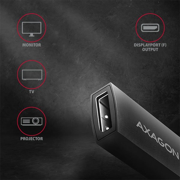 AXAGON RVC-DP, USB-C -> DisplayPort redukce /  adaptér, 4K/ 60Hz - obrázek č. 2