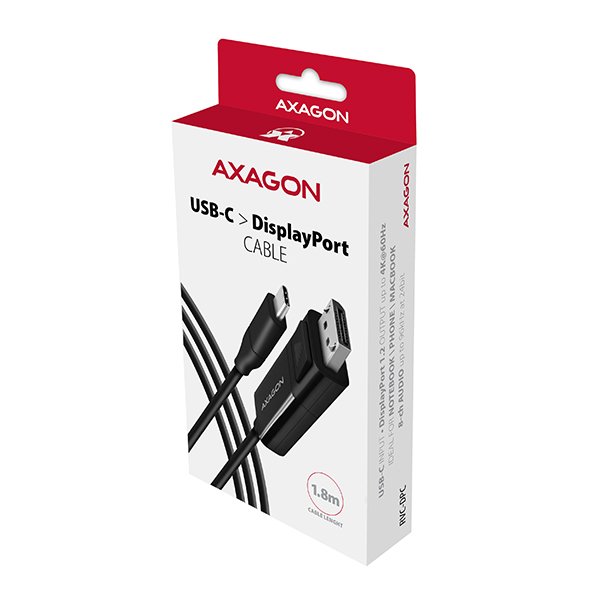 AXAGON RVC-DPC, USB-C -> DisplayPort redukce /  kabel 1.8m, 4K/ 60Hz - obrázek č. 6