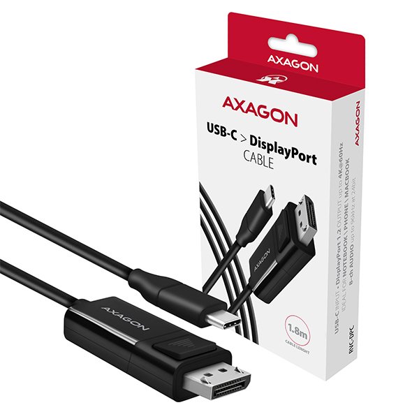 AXAGON RVC-DPC, USB-C -> DisplayPort redukce /  kabel 1.8m, 4K/ 60Hz - obrázek produktu
