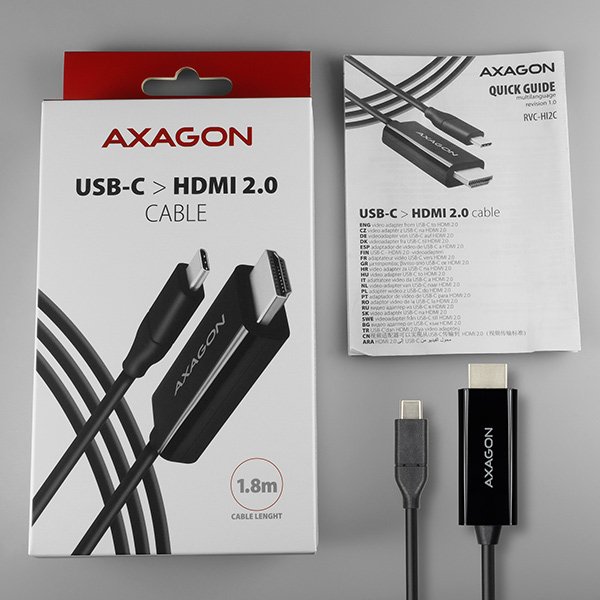 AXAGON RVC-HI2C, USB-C -> HDMI 2.0 redukce /  kabel 1.8m, 4K/ 60Hz - obrázek č. 6