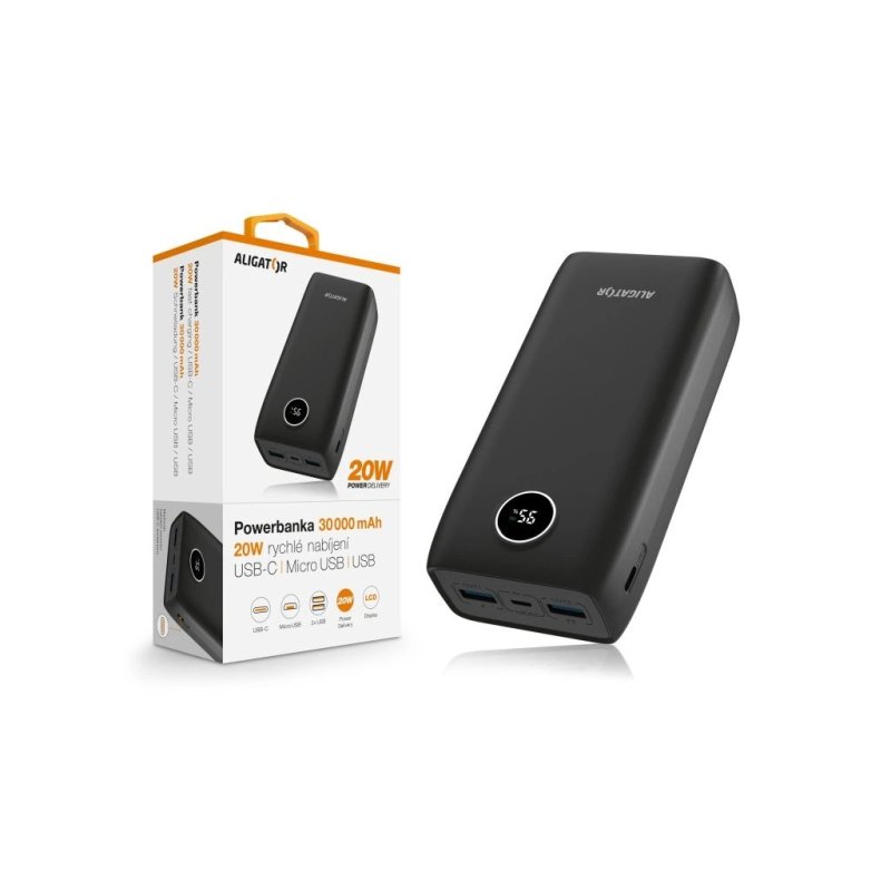 ALIGATOR PBPD30BK 30 000mAh PD 20W černá - obrázek č. 3