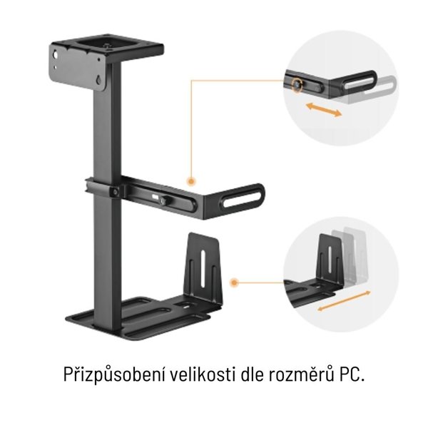 Držák na PC Brateck CPB-25 pod stolní desku výsuvný otočný - obrázek č. 2