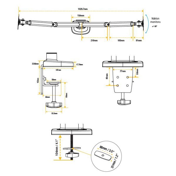 Držák monitoru Fellowes EPPA 2 ramena vedle sebe černý - obrázek č. 6