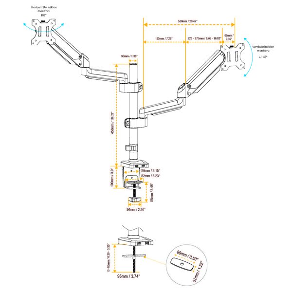 Držák monitoru Fellowes Platinum 2 ramena nad sebou - obrázek č. 8