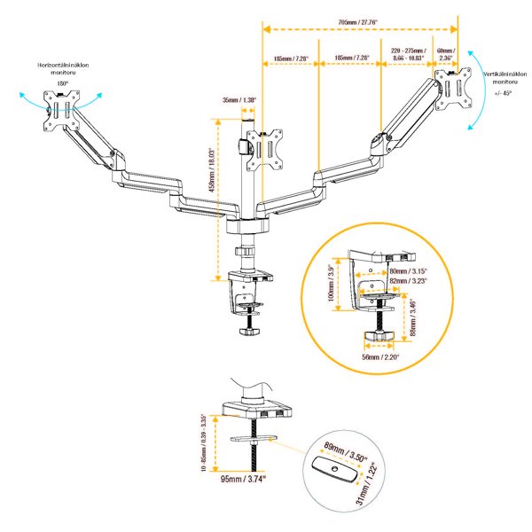 Držák monitoru Fellowes Platinum 3 ramena vedle sebe - obrázek č. 2