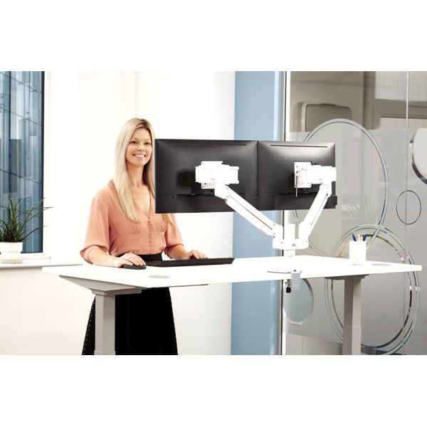 Držák monitoru Fellowes TALLO 2 ramena vedle sebe bílý - obrázek č. 10