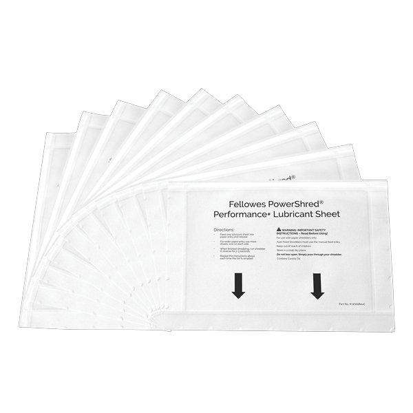 Čistící olejový papír Fellowes PowerShred Performance+ pro skartovací stroje (10ks) - obrázek č. 1