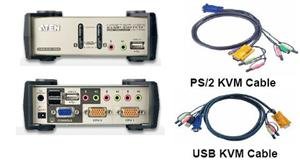 ATEN 2 port KVMP USB+PS2, USB hub, aud. 1,2 m kab. - obrázek produktu