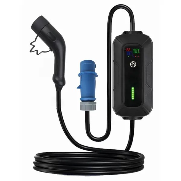 Platinet přenosná EV nabíječka PPC32AT7 7,4kW (32A), CEE 3-pin / Type 2, délka 5m, Home Line, s adaptérem, černá - obrázek č. 4