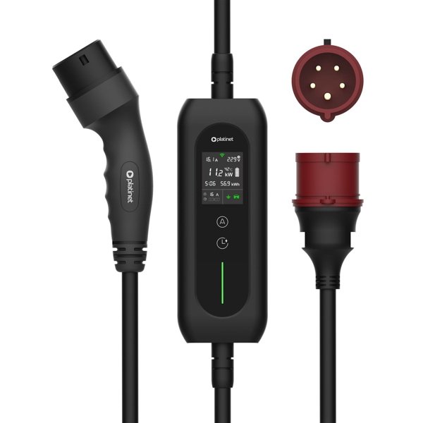 Platinet Smart přenosná EV nabíječka PPCW5M11 11kW (16A), Wi-Fi, CEE 5-pin / Type 2, délka 5m, černá - obrázek č. 1