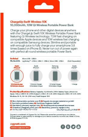 CYGNETT  Bezdrátová power banka 10,000mAh, 2 x USB - black - obrázek č. 2