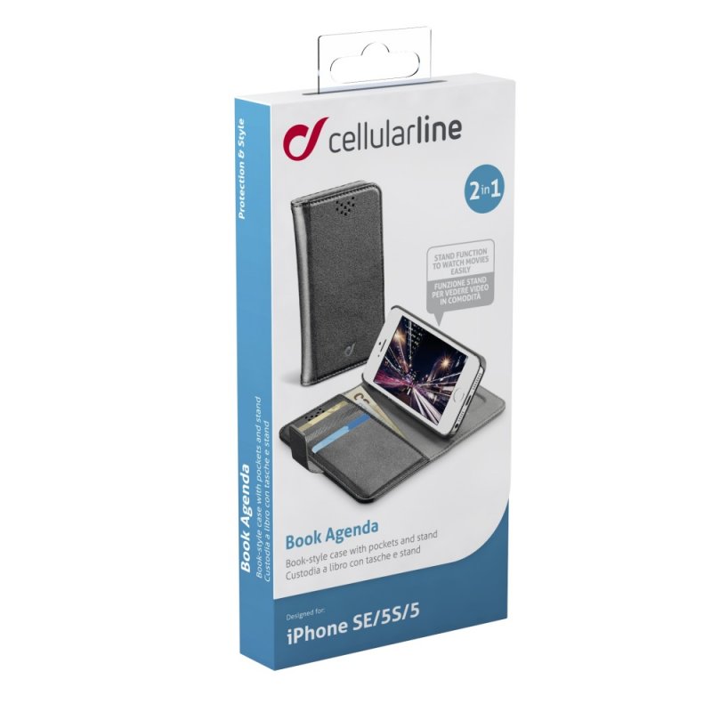 CellularLine Book Agenda iPhone 5/ 5S/ SE, černé - obrázek č. 1