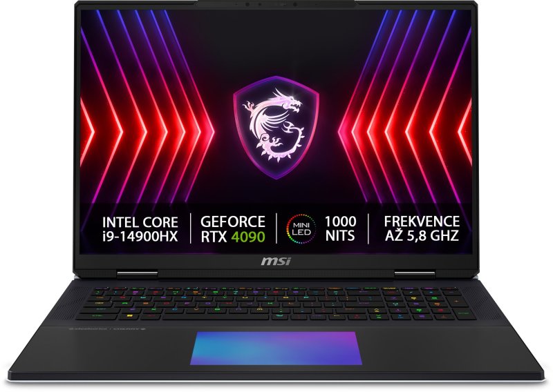 Notebook MSI TITAN 18 HX A14VHG-099HU 18" / Intel Core i9-14900HX / 2TB / 64GB / NVIDIA GeForce RTX 4080 /W11P (předvádě - obrázek produktu