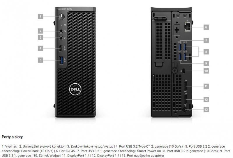 Dell Precision 3240 CFF i7-10700/ 16/ 512SSD/ P1000/ W10P+W11roPro (dříve VKJCM ) - obrázek č. 4