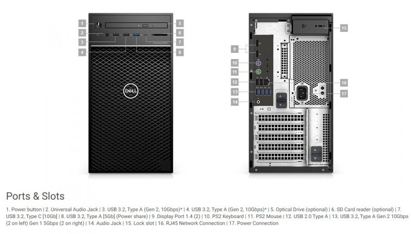 Dell Precision 3640 Tower i7-10700/ 8GB/ 256GB SSD/ P620-2GB/ DVD-RW/ W10P/ 3RNBD/ Černý - obrázek č. 4