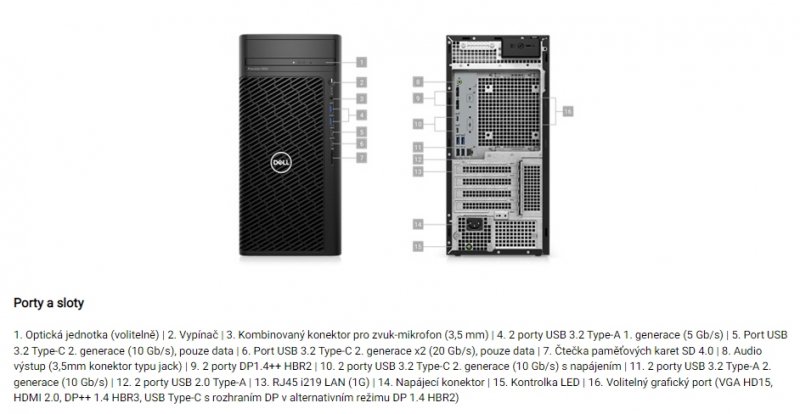 Dell Precision/ 3660/ Tower/ i7-13700/ 16GB/ 512GB SSD/ UHD 770/ W11P/ 3RNBD - obrázek č. 2