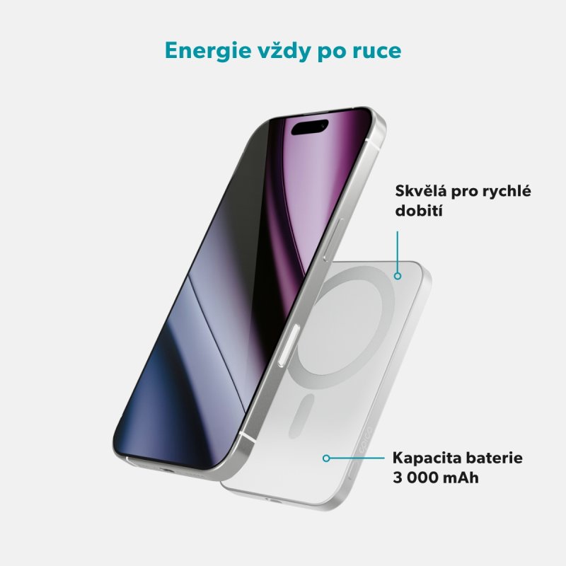 Epico 3000mAh Alu Mag+ PowerBanka EM31 - stříbrná - obrázek č. 1