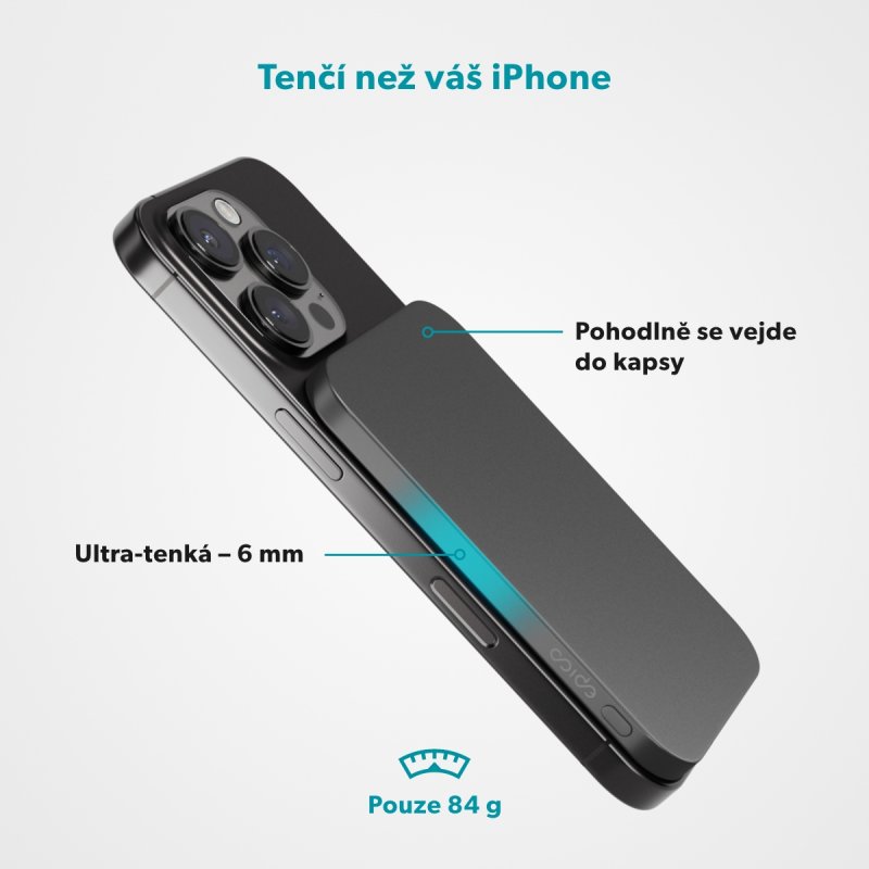 Epico 3000mAh Alu Mag+ PowerBanka EM31 - šedá - obrázek č. 1