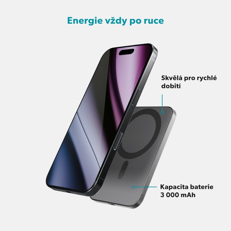 Epico 3000mAh Alu Mag+ PowerBanka EM31 - šedá - obrázek č. 2