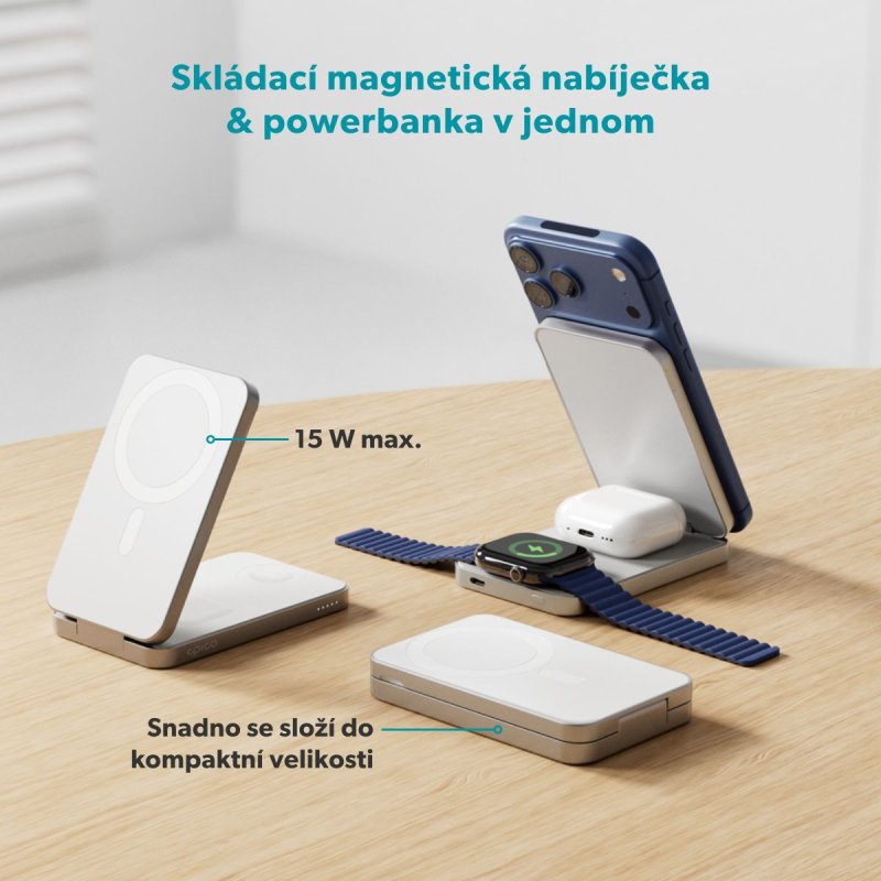 Epico UltraBase 4in1 8000mAh Fold powerbanka & bezdrátový nabíjecí stojánek EF50 - obrázek č. 4