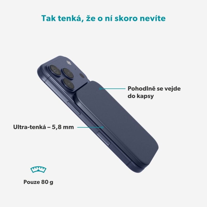 Epico Slim 3000mAh Mag+ powerbanka EM31b - modrá - obrázek č. 3