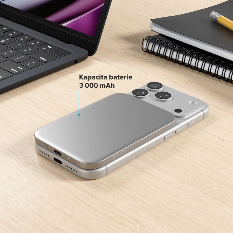 Epico Slim 3000mAh Mag+ powerbanka EM31b - stříbrná - obrázek č. 5