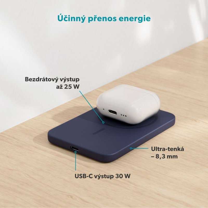 Epico Qi2 25W 5000mAh Mag+ powerbanka EM55 - modrá - obrázek č. 6