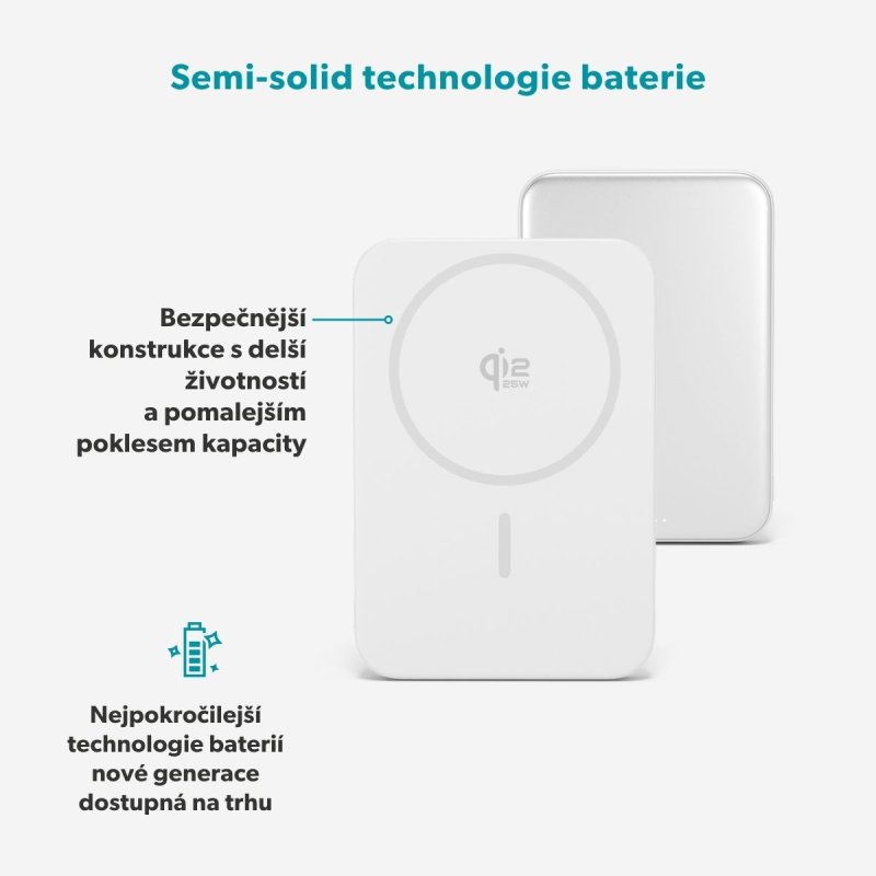 Epico Qi2 25W 5000mAh Mag+ powerbanka EM55 - stříbrná - obrázek č. 5