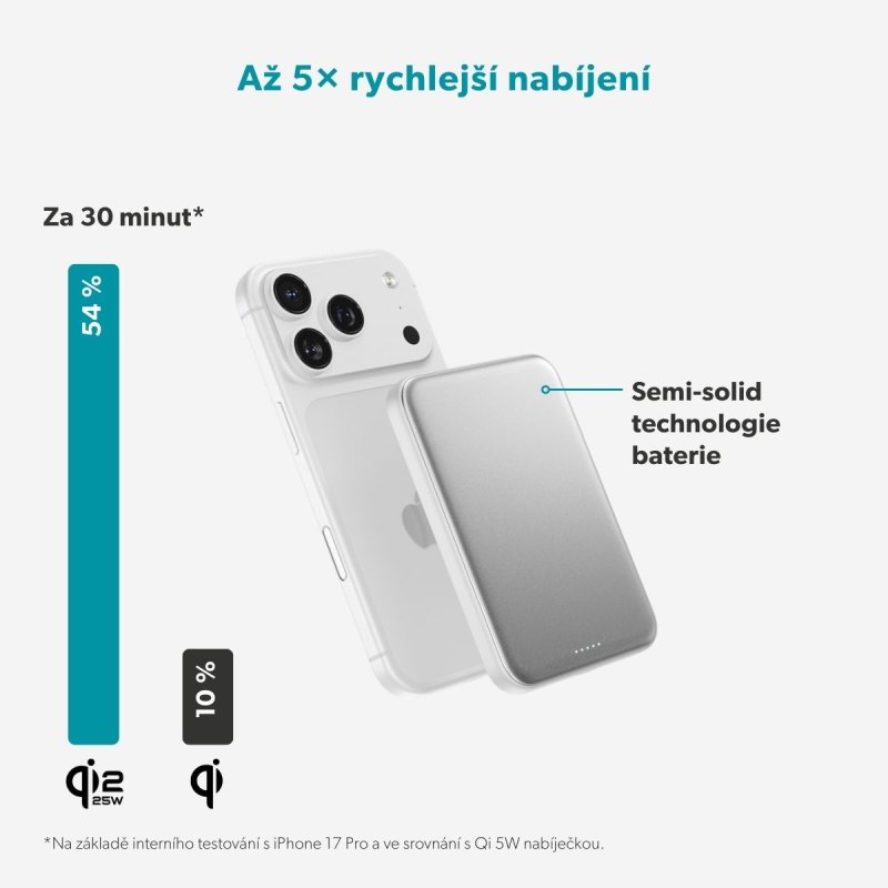 Epico Qi2 25W 5000mAh Mag+ powerbanka EM55 - stříbrná - obrázek č. 4
