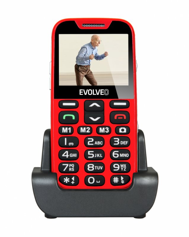 EVOLVEO EasyPhone XD, mobilní telefon pro seniory s nabíjecím stojánkem (červená barva) - obrázek produktu