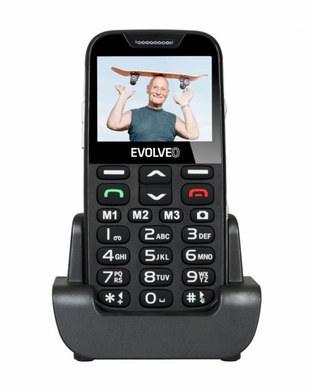 EVOLVEO EasyPhone XD, mobilní telefon pro seniory s nabíjecím stojánkem (černá barva) - obrázek produktu