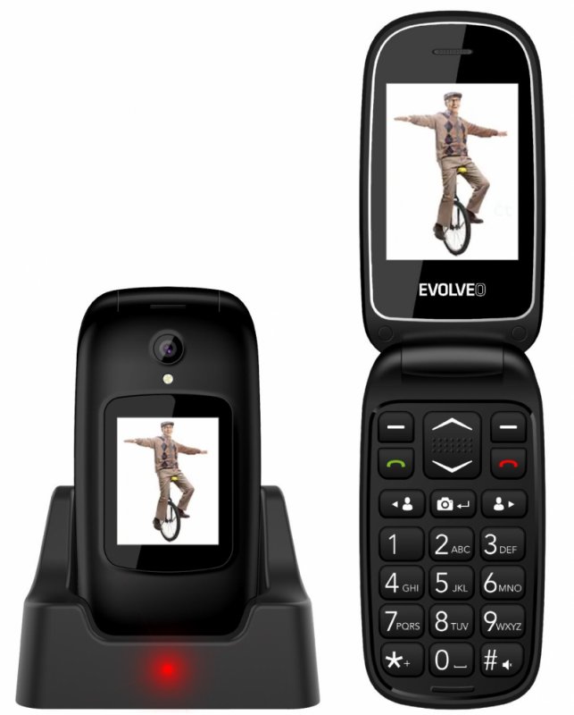 EVOLVEO EasyPhone FD, mobilní telefon pro seniory s nabíjecím stojánkem (černá barva) - obrázek produktu