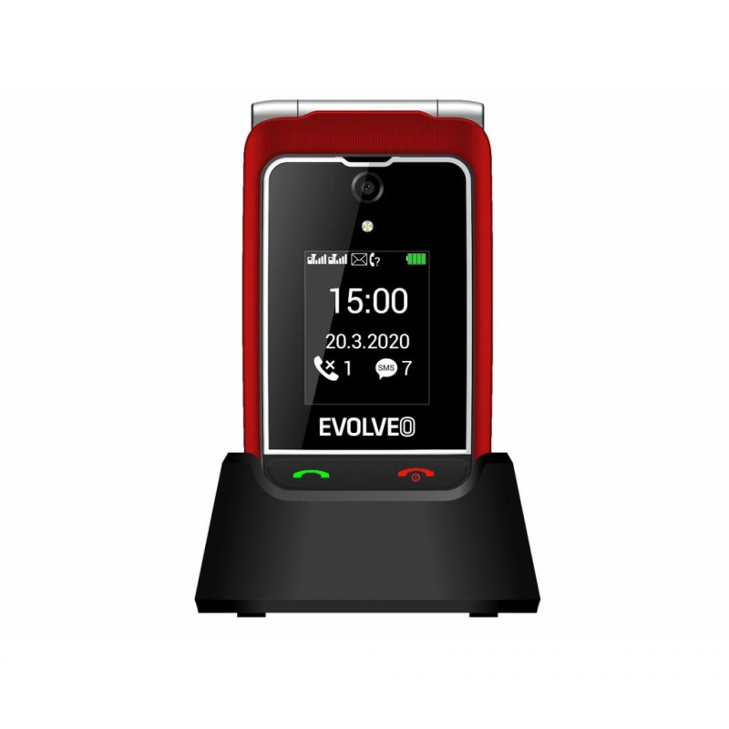 EVOLVEO EasyPhone FG, vyklápěcí mobilní telefon 2,8" pro seniory s nabíjecím stojánkem (červená) - obrázek č. 4