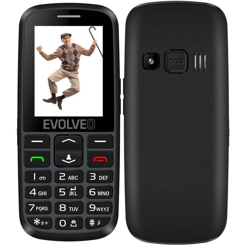 EVOLVEO EasyPhone EG, mobilní telefon pro seniory s nabíjecím stojánkem (černá barva) - obrázek produktu