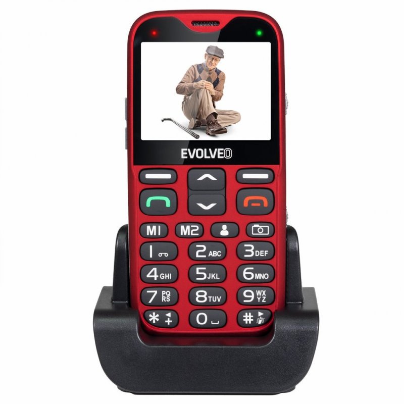 EVOLVEO EasyPhone XG, mobilní telefon pro seniory s nabíjecím stojánkem (červená barva) - obrázek produktu