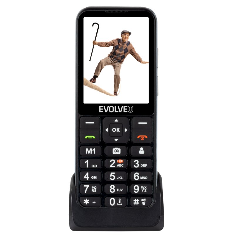 EVOLVEO EasyPhone LT, mobilní telefon pro seniory s nabíjecím stojánkem (černá barva) - obrázek produktu