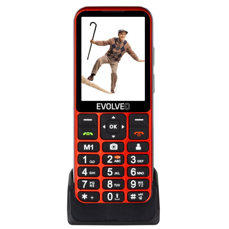 EVOLVEO EasyPhone LT, mobilní telefon pro seniory s nabíjecím stojánkem (červená barva) - obrázek produktu