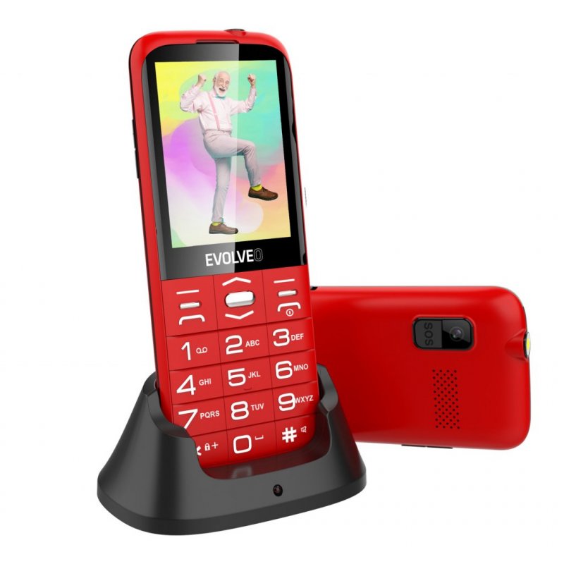EVOLVEO EasyPhone XO, mobilní telefon pro seniory s nabíjecím stojánkem (červená barva) - obrázek č. 4