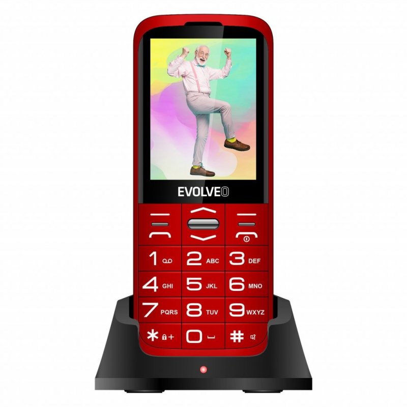 EVOLVEO EasyPhone XO, mobilní telefon pro seniory s nabíjecím stojánkem (červená barva) - obrázek produktu