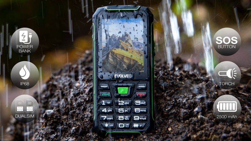 EVOLVEO StrongPhone W4, vodotěsný odolný Dual SIM telefon, černo-zelená - obrázek č. 6