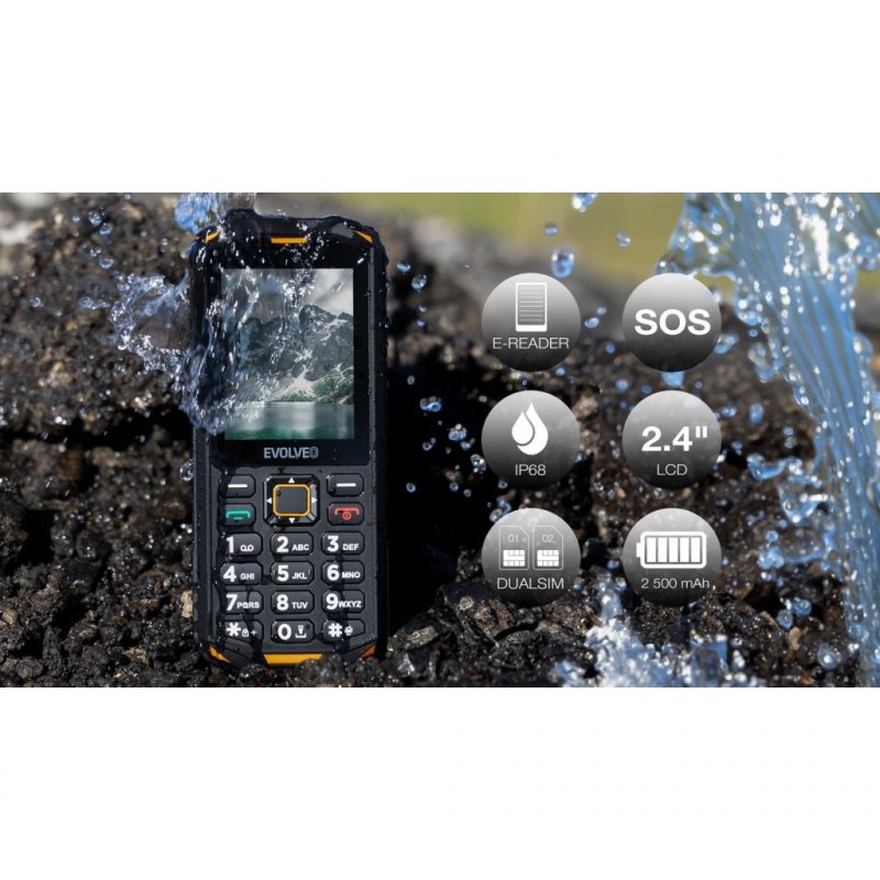 EVOLVEO StrongPhone X5, vodotěsný odolný Dual SIM telefon, černo-oranžová - obrázek č. 9