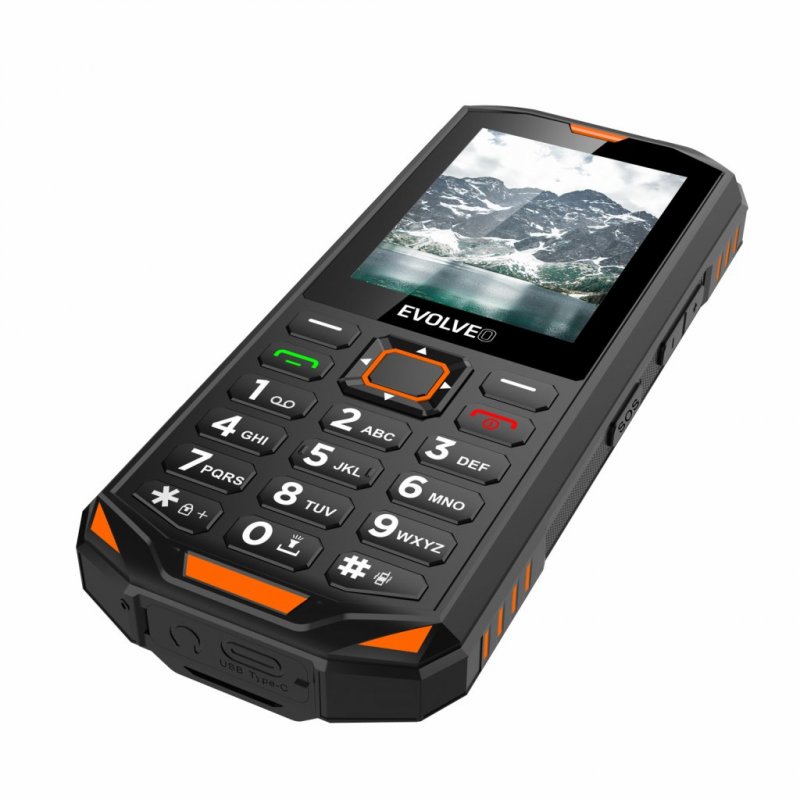 EVOLVEO StrongPhone X5, vodotěsný odolný Dual SIM telefon, černo-oranžová - obrázek č. 2
