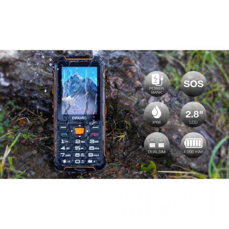 EVOLVEO StrongPhone Z6, vodotěsný odolný Dual SIM telefon, černo-oranžová - obrázek č. 10