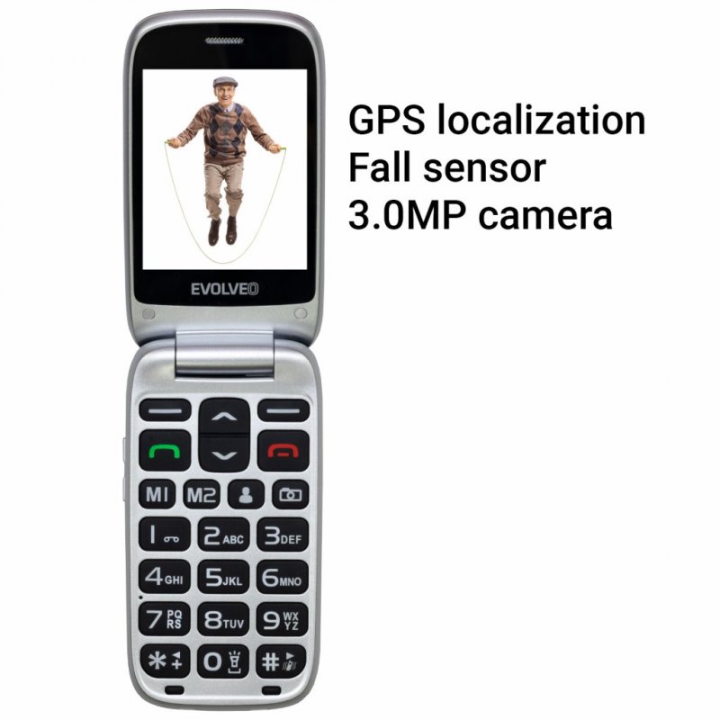 EVOLVEO EasyPhone FS, vyklápěcí mobilní telefon 2.8" pro seniory s nabíjecím stojánkem (červená barv - obrázek č. 7