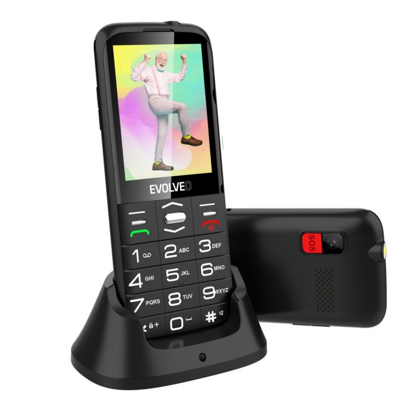 EVOLVEO EasyPhone FS, vyklápěcí mobilní telefon 2.8" pro seniory s nabíjecím stojánkem (černá barva) - obrázek č. 5