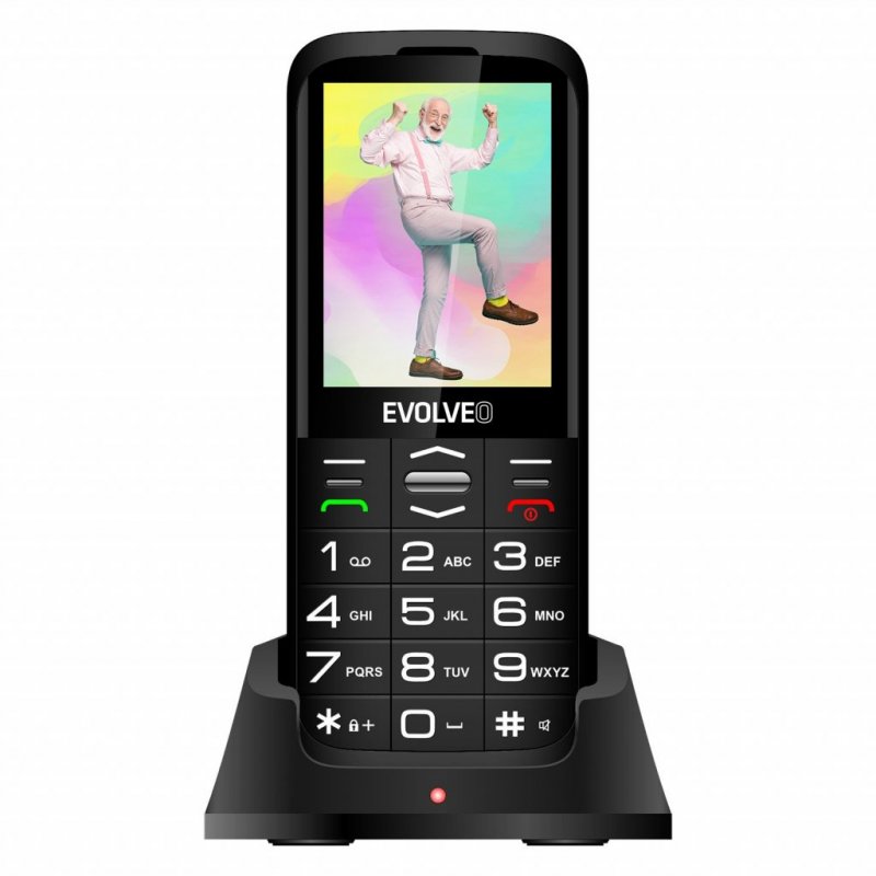 EVOLVEO EasyPhone FS, vyklápěcí mobilní telefon 2.8" pro seniory s nabíjecím stojánkem (černá barva) - obrázek produktu
