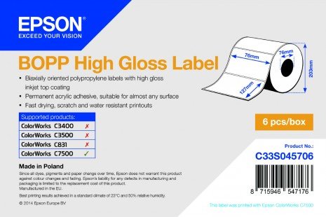 BOPP High Gloss Label - Die-cut Roll: 76mm x 127mm - obrázek produktu