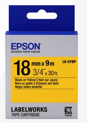 Epson Label Cartridge Pastel LK-5YBP Black/ Yellow 18mm (9m) - obrázek produktu